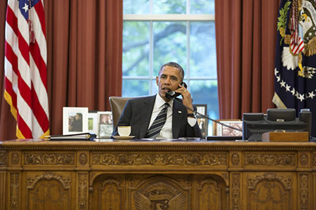 le président américain Barack Obama dans son bureau ovale
