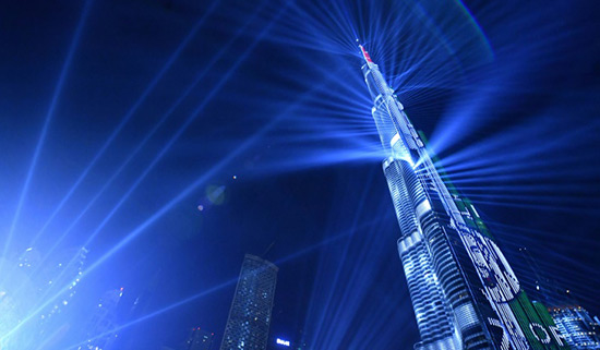 Un spectacle laser 2018 à Dubaï entre dans le livre Guinness des records.