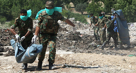 Découverte de 34 cadavres dans une fosse commune en Syrie.