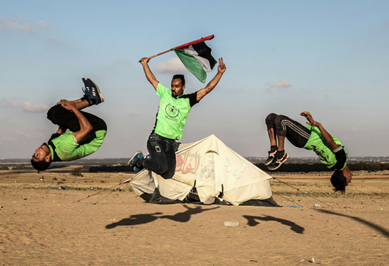 A la frontière entre Gaza et «Israël», des Palestiniens «résistent» avec le parkour