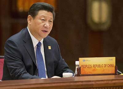 Le président chinois Xi Jinping, le 11 novembre 2014 devant le sommet de l'Asie-Pacifique à Pékin.