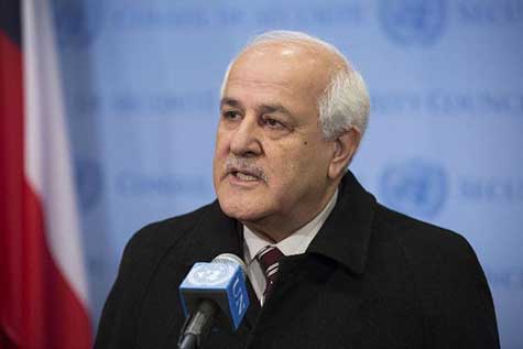 Le représentant palestinine auprès de l'ONU, Riyad Mansour, le 1er janvier 2015 à New York.