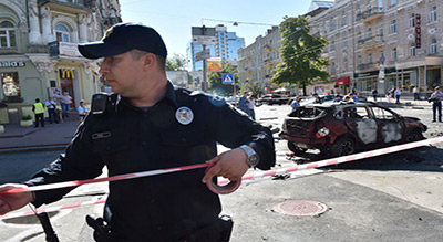 #Ukraine: explosion d’une voiture piégée à #Kiev, des blessés