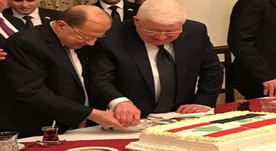 Gâteau d’anniversaire pour le président libanais à Bagdad
