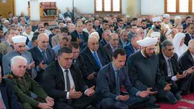 Syrie: Assad fait la prière de l’Aïd al-Fitr à la mosquée de sayyeda Khadija à Tartous
