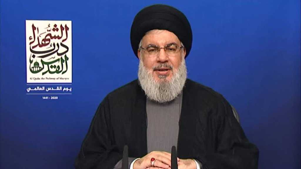 Message de sayed Nasrallah à partir de la tribune unifiée d’Al-Qods, aux côtés des chefs des factions de la résistance