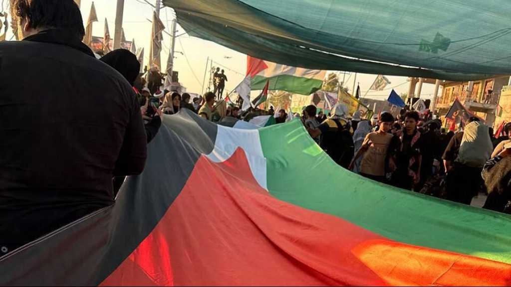 Un drapeau palestinien de 50 mètres brandi lors de la marche d’Arbaïn